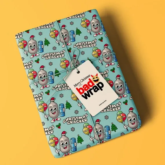 Christmas Cracker funny adult wrapping paper by Bad Wrap