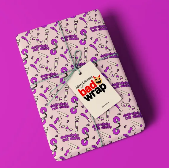 Definitely Not Dildos funny adult wrapping paper by Bad Wrap