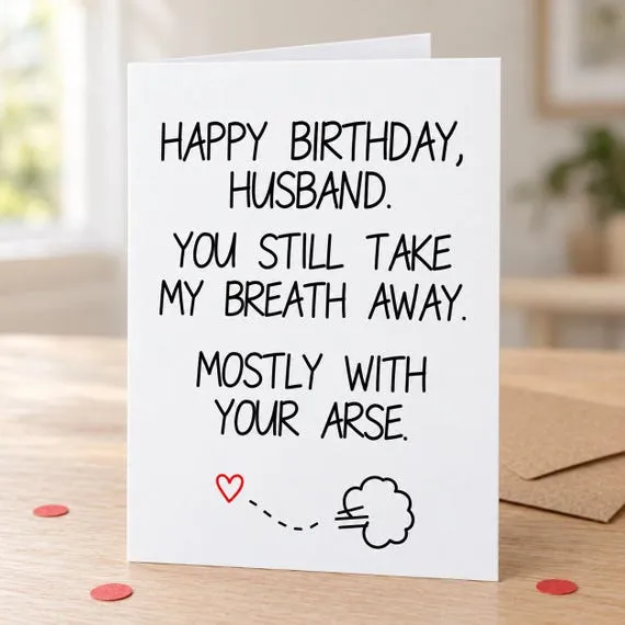 Take My Breath Away husband birthday card in a lifestyle mock-up